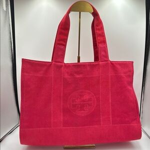 Tory Burch Red Tote Bag with Spacious Design